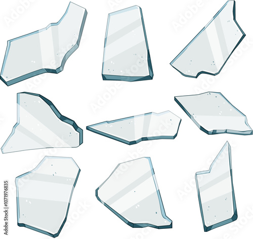 glass broken shard set cartoon. crack jagged, debris splintered, shattered edge glass broken shard sign. isolated symbol vector illustration
