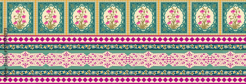 Obraz na płótnie seamless beautiful wallpaper cards border design floral leaf vintage ornament Victorian geometric ethnic print paisley pattern w salonie