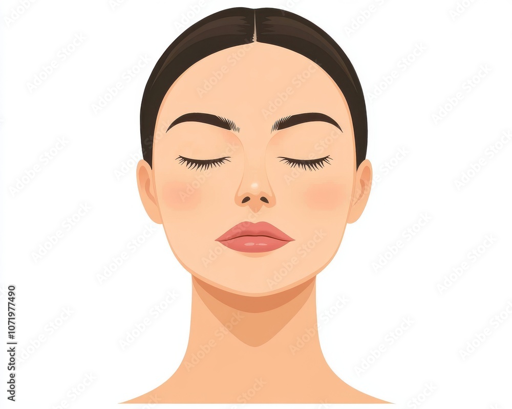 A serene illustration of a woman with closed eyes, embodying tranquility and peace. A serene illustration of a woman with closed eyes, embodying tranquility and peace.