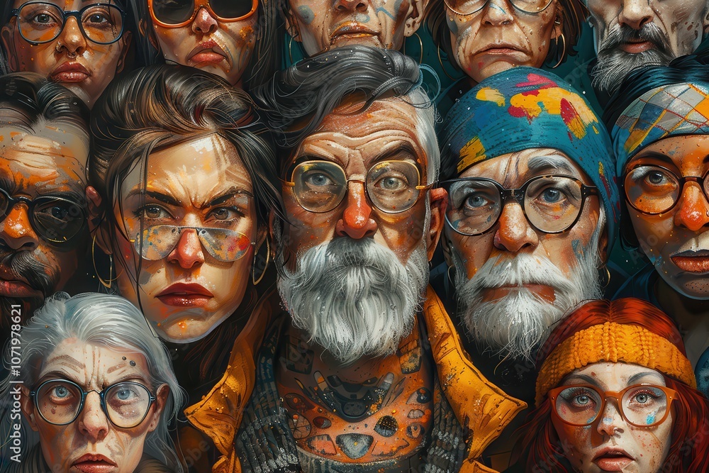Obraz premium A diverse group of individuals with unique styles and expressions, showcasing individuality.