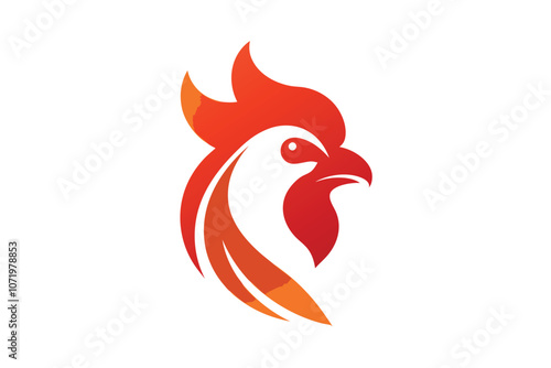 animal logo vector art illustration with a Chicken head icon D.eps
