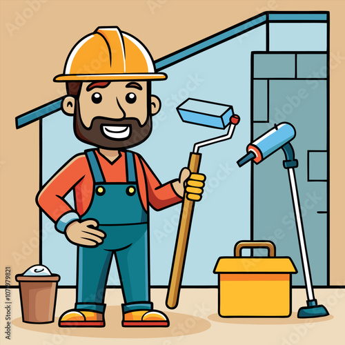 contractor at work home renovation and refurbishm 