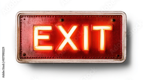 Emergency, Illuminated EXIT sign with bold red letters, providing clear direction in emergency situations. vital safety feature in public spaces