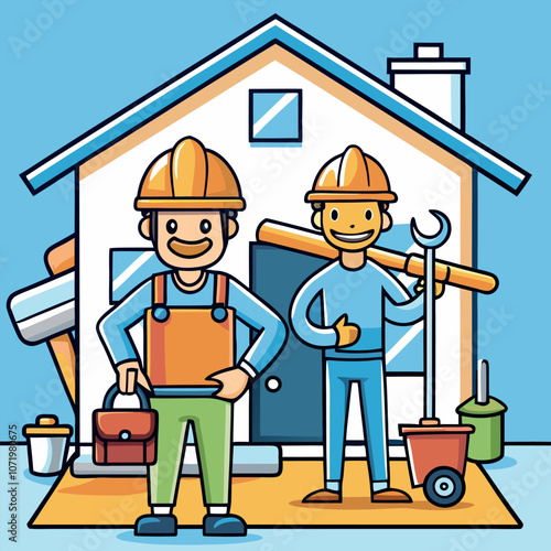 contractor at work home renovation and refurbishm 