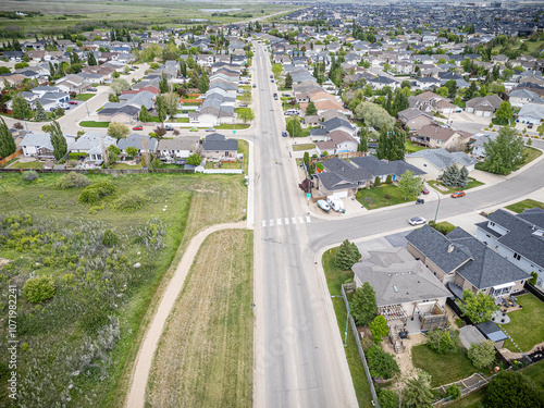 Aerial Drone View of Silverspring Neighborhood in Saskatoon, Saskatchewan photo