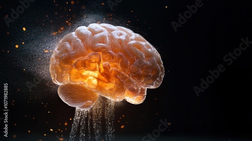 Wallpaper Mural The image showcases an illuminated brain suspended in space, glowing brightly, symbolizing the nexus of knowledge and the wonders of human thought. Torontodigital.ca