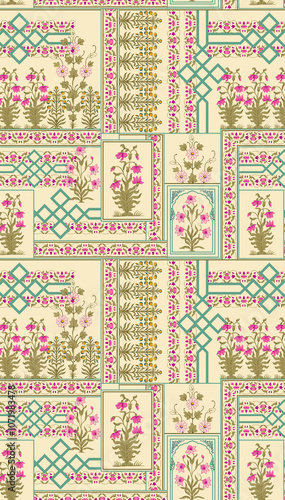 Obraz na płótnie seamless beautiful wallpaper cards all over design floral leaf vintage ornament Victorian ethnic geometric print paisley pattern w salonie