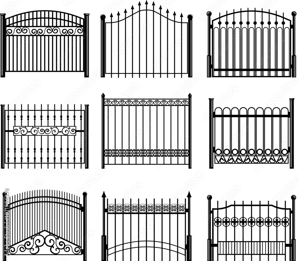 park fence set cartoon. barrier enclosure, gate railing, privacy landscape park fence sign. isolated symbol vector illustration park fence set cartoon. barrier enclosure, gate railing, privacy landscape park fence sign. isolated symbol vector illustration