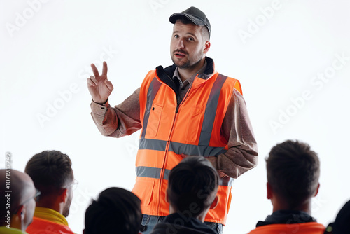 Employee Leading New Driver Safety Training Workshop Isolated on Transparent Background in Ultra HD for Corporate Programs photo