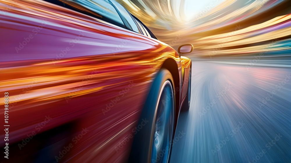 Obraz premium Fast car with speed blur on motion blur background -