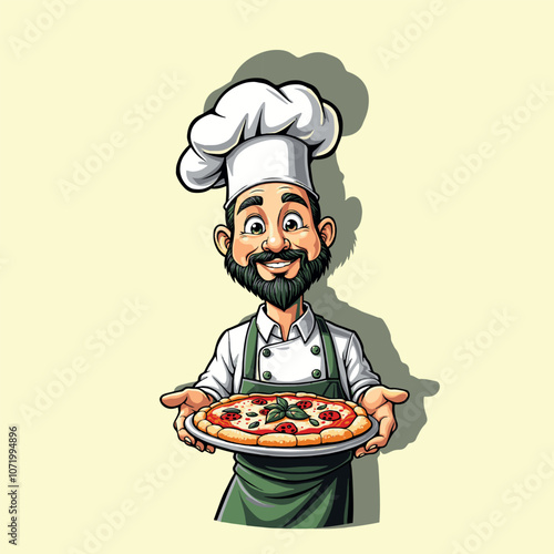 cuoco mostra orgoglioso la sua pizza 02