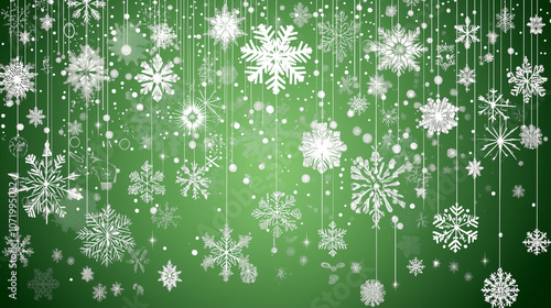 Wallpaper Mural Fancy snowflakes on green background Torontodigital.ca