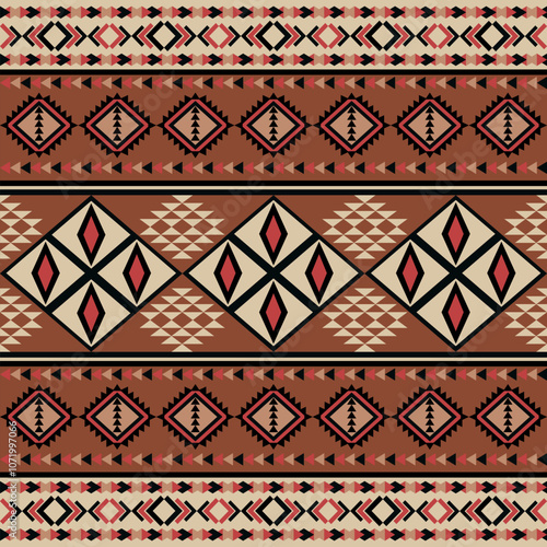 Native american indian ornament pattern navajo 
mexican fabric seamless Vector decoration fashion