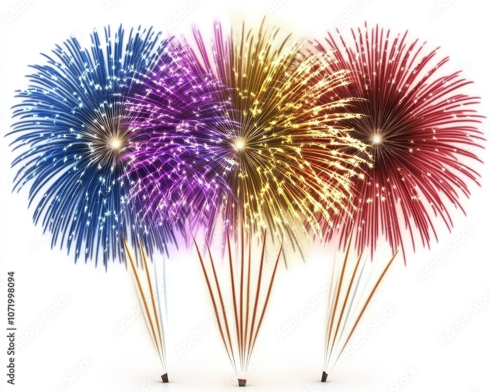 Naklejka premium Colorful fireworks exploding in the night sky, celebrating joy and festivities.