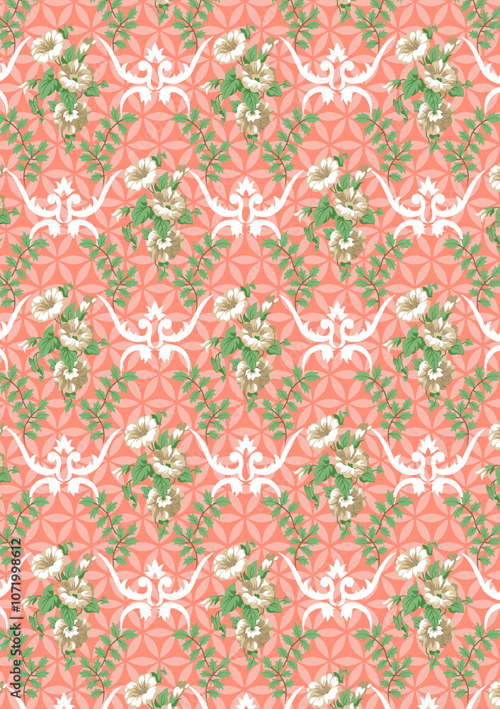 seamless beautiful wallpaper cards all over design floral leaf vintage ornament Victorian ethnic geometric print paisley pattern