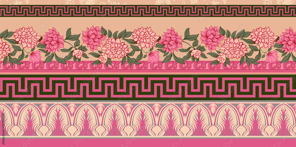 seamless beautiful wallpaper cards border design floral leaf vintage ornament Victorian geometric ethnic print paisley pattern