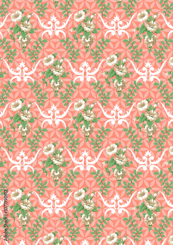 Obraz na płótnie seamless beautiful wallpaper cards all over design floral leaf vintage ornament Victorian ethnic geometric print paisley pattern w salonie