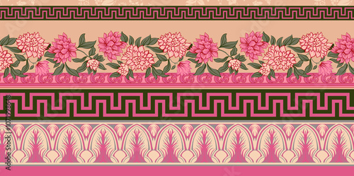 seamless beautiful wallpaper cards border design floral leaf vintage ornament Victorian geometric ethnic print paisley pattern