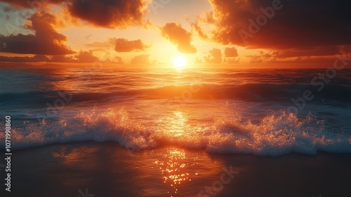 Golden Sunrise Over the Ocean