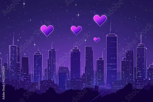 Romantic Cityscape Under the Starry Night Sky