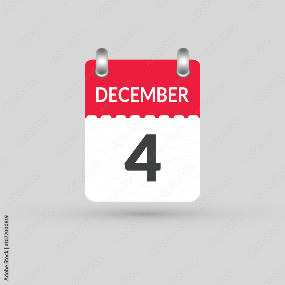 Fototapeta premium December 4 calendar Date, Month icon