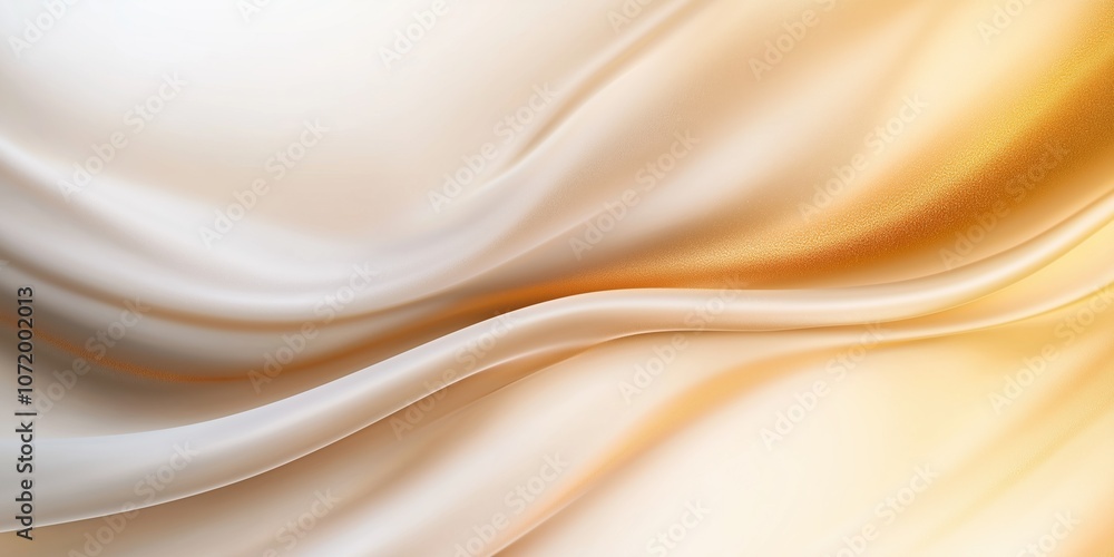 A gold and white fabric with a wave pattern. The fabric is very soft and looks like it is made of silk A gold and white fabric with a wave pattern. The fabric is very soft and looks like it is made of silk