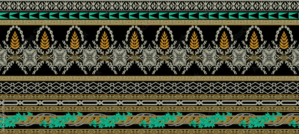 seamless beautiful wallpaper cards border design floral leaf vintage ornament Victorian geometric ethnic print paisley pattern