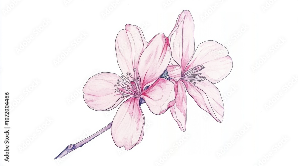 Obraz premium Delicate pink flowers with intricate petals and a graceful stem, showcasing natural beauty.