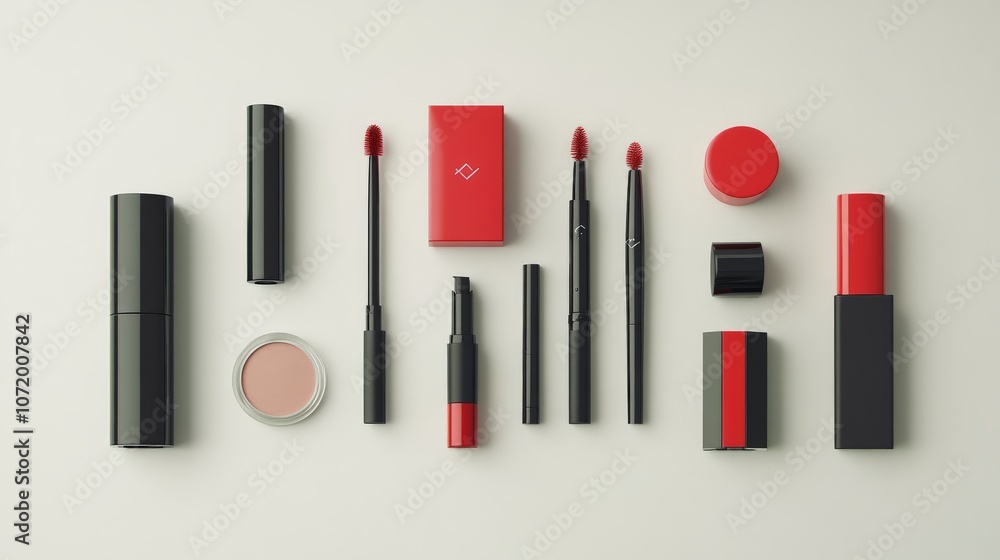 Obraz premium Elegant Makeup Essentials on Soft Background