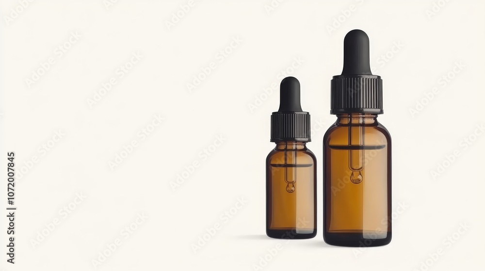 Elegant Skincare Bottles on a Plain White Backdrop Elegant Skincare Bottles on a Plain White Backdrop