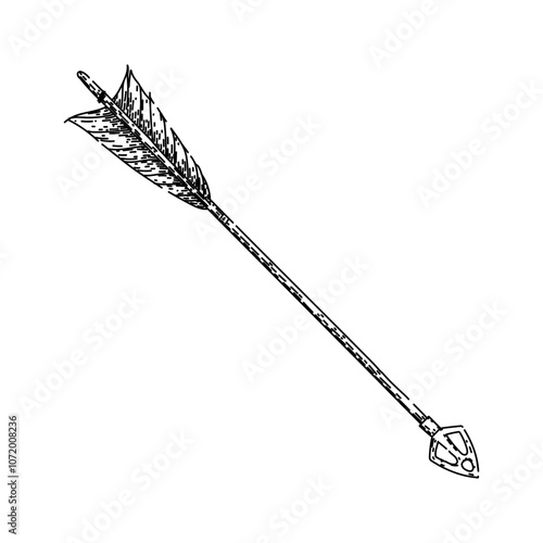 classic arrow hand drawn. collectible traditional, old fashioned, timeless historic classic arrow vector sketch. isolated black illustration