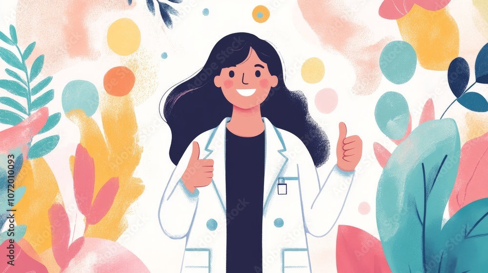 Positive Wellness Coach with Thumbs Up on Bright Background Positive Wellness Coach with Thumbs Up on Bright Background