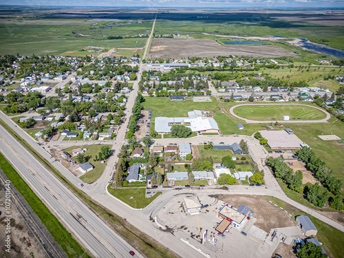 Aerial Drone View of Delisle, Saskatchewan photo