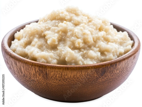 Wallpaper Mural Oatmeal in a Wooden Bowl Isolated on White Background Torontodigital.ca