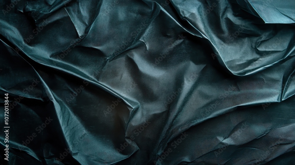 Obraz premium Dark crumpled fabric creates a moody, textured scene, reflecting depth and mystery in a contemporary abstract style, inviting deep, introspective contemplation.
