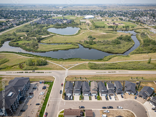 Aerial Drone View of Martensville, Saskatchewan photo