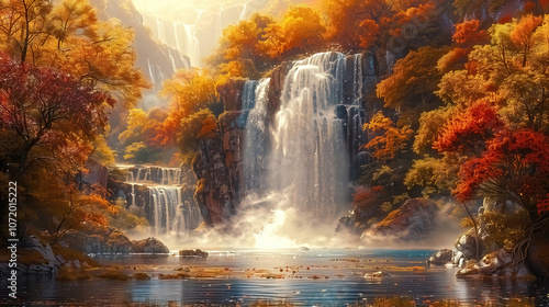 Oil painting an autumn colo...