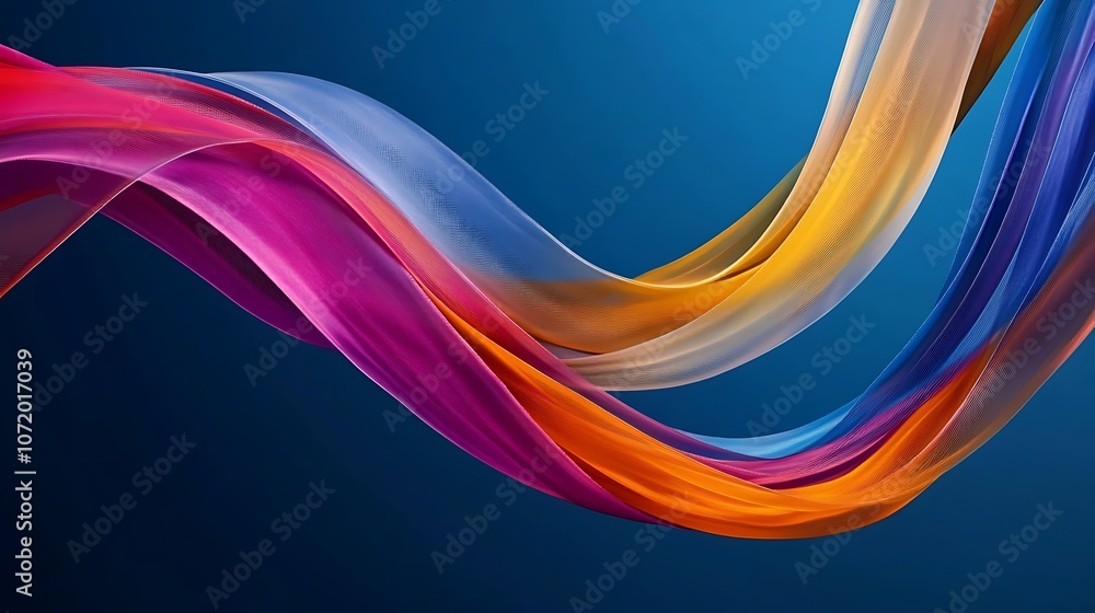 Fototapeta premium Abstract colorful wavy lines on blue background.