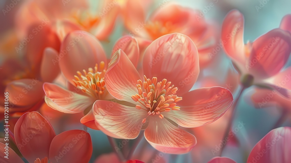 A close-up of delicate pink flowers with soft lighting, showcasing their beauty and detail. A close-up of delicate pink flowers with soft lighting, showcasing their beauty and detail.
