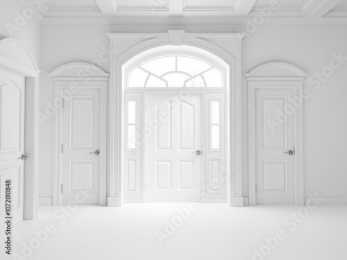 Collection of various white doors isolated on white background, architecture, white doors, home