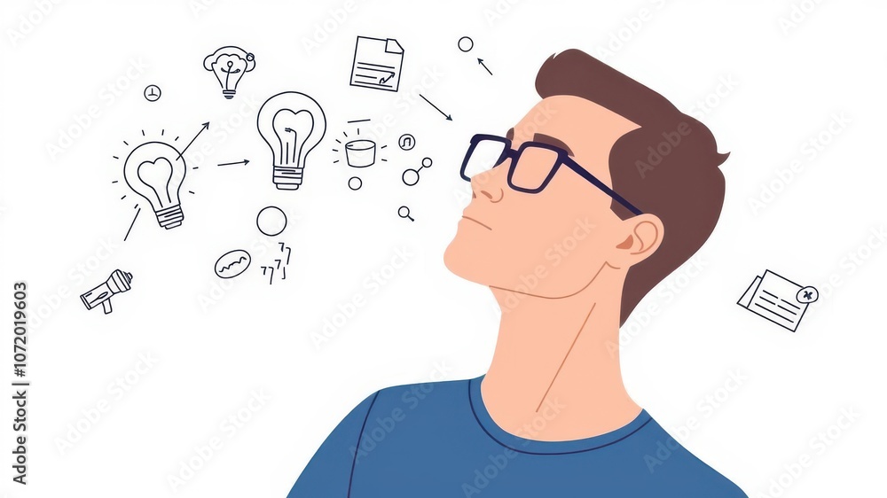 Flat vector illustration of a pensive figure with streamlined features, representing deep contemplation and introspection, thought, decision-making, digital Flat vector illustration of a pensive figure with streamlined features, representing deep contemplation and introspection, thought, decision-making, digital