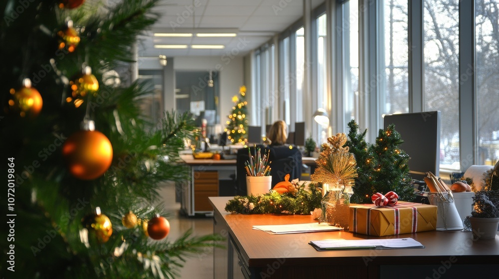 Obraz premium work office with Christmas decoration