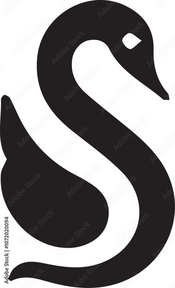 The design of the swan animal anagram symbol logo icon as a depiction of the mascot silhouette of the company's logo which is currently developing in the service sector The design of the swan animal anagram symbol logo icon as a depiction of the mascot silhouette of the company's logo which is currently developing in the service sector
