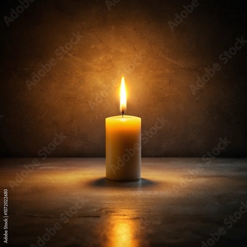 Candle Illuminating a Dark Room