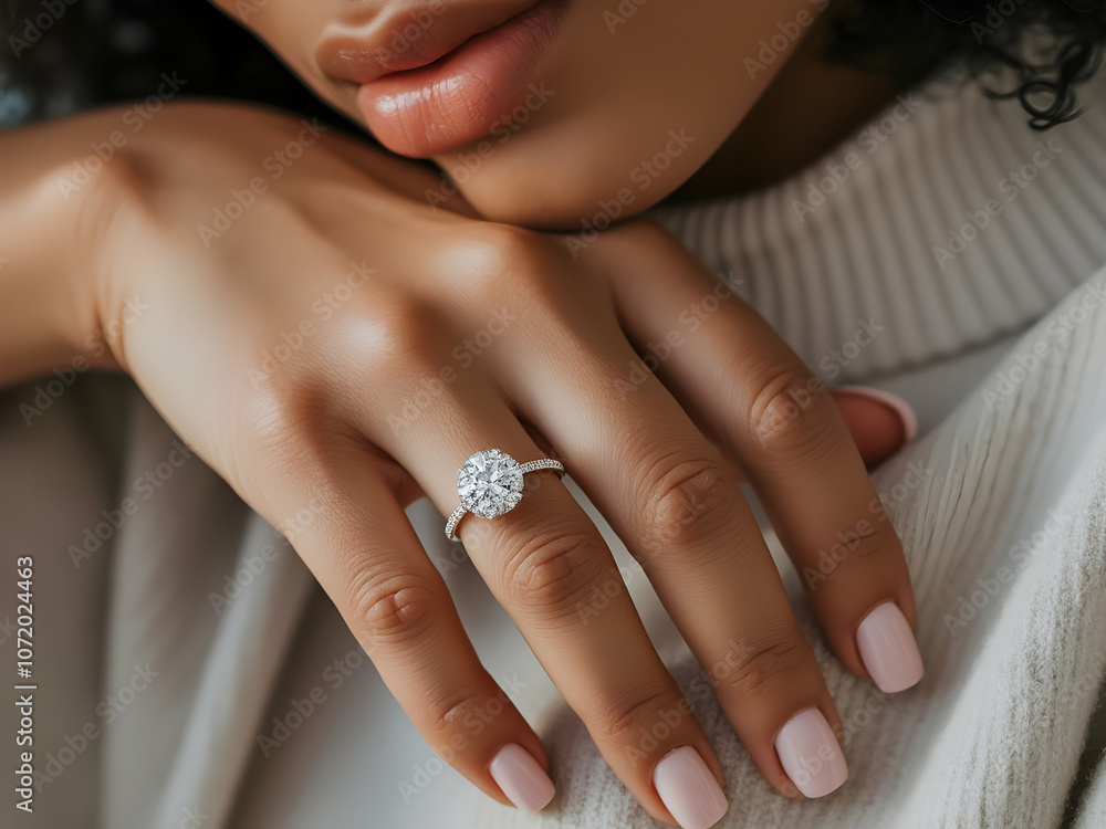 Elegance Redefined: Woman’s Hand Showcasing Solitaire Diamond Ring Elegance Redefined: Woman’s Hand Showcasing Solitaire Diamond Ring