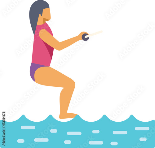 Young woman water skiing, enjoying a summer day on the lake