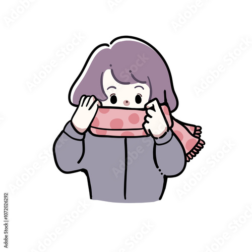 マフラーをしている女性のイラスト
