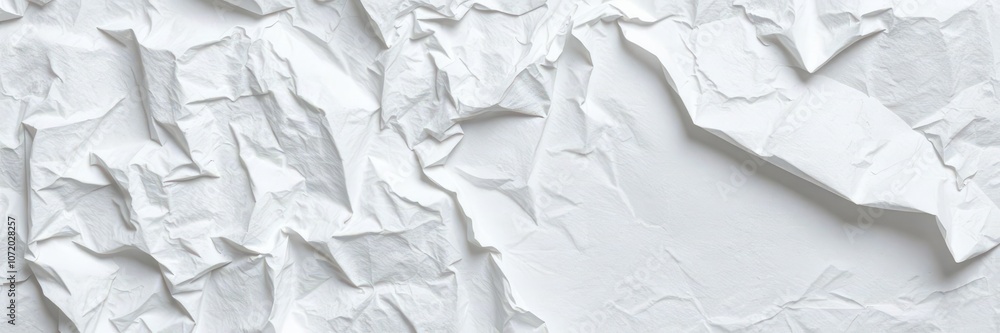 Fototapeta premium Crumpled white paper with shadows and creases, crumpled, detail, surface