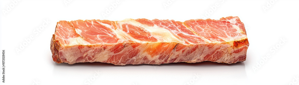 A marbled block of raw meat, likely pork belly or beef, displaying rich colors and a fatty texture, ready for cooking or grilling. A marbled block of raw meat, likely pork belly or beef, displaying rich colors and a fatty texture, ready for cooking or grilling.
