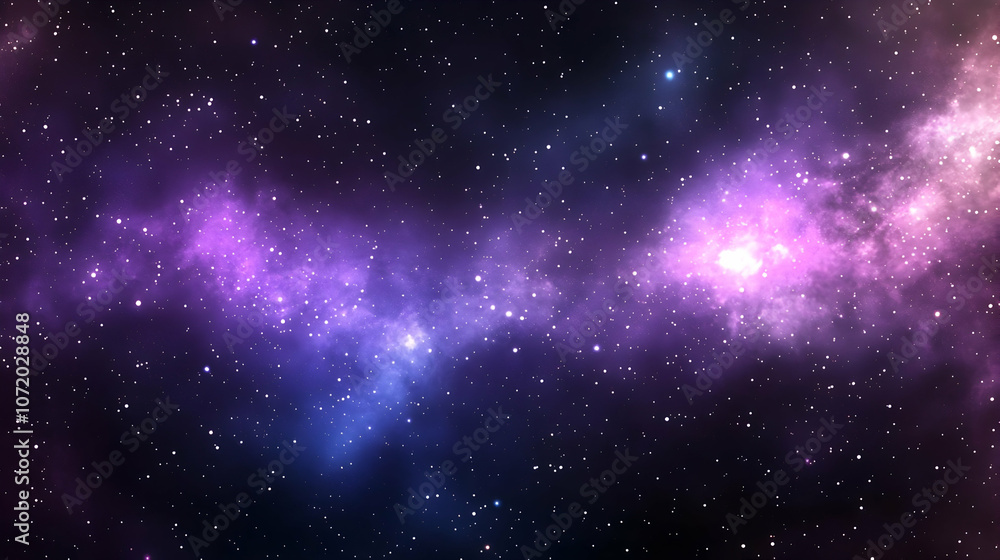 Obraz premium Purple and Blue Nebula with Stars in the Dark Space Background